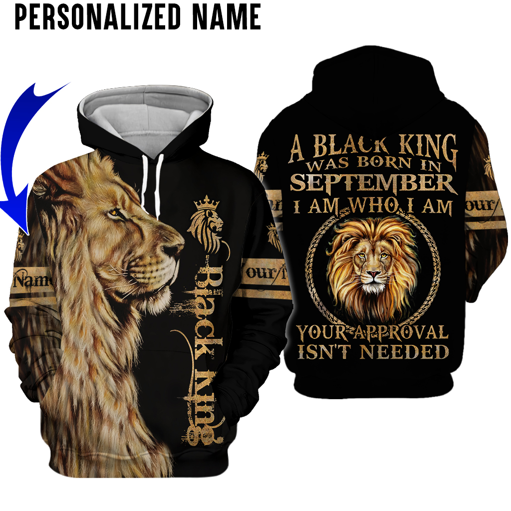 Personalized Name Black King Was Born in September Lion 3D All Over Printed Clothes DHLL080909